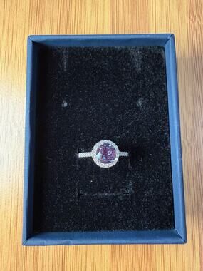 Sterling Silver 2.40 Ct. Lab Alexandrite & Lab Diamond Ring Sz 7